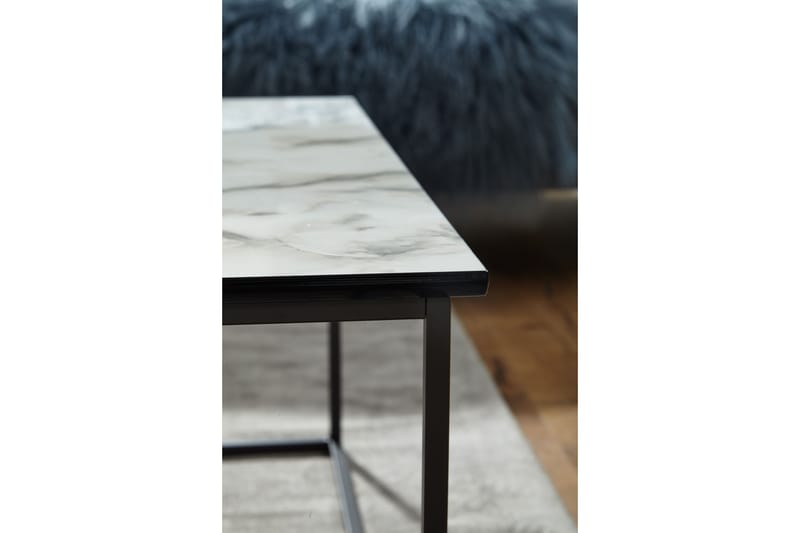 Willowdale Sofabord 80 cm Marmormønster - Hvid/Sort - Møbler - Borde - Sofabord