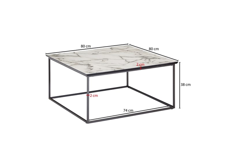 Willowdale Sofabord 80 cm Marmormønster - Hvid/Sort - Møbler - Borde - Sofabord
