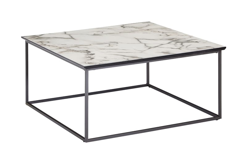 Willowdale Sofabord 80 cm Marmormønster - Hvid/Sort - Møbler - Borde - Sofabord