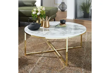 Willowdale Sofabord 80 cm Rund - Hvid / grå / guld - Møbler - Borde - Sofabord