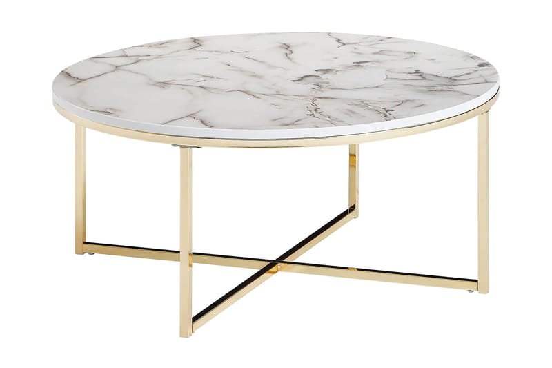 Willowdale Sofabord 80 cm Rund, Hvid / grå / guld