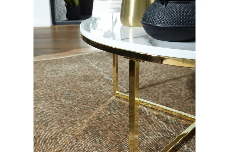 Willowdale Sofabord 80 cm Rund - Hvid / grå / guld - Møbler - Borde - Sofabord