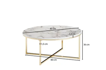 Willowdale Sofabord 80 cm Rund - Hvid / grå / guld - Møbler - Borde - Sofabord