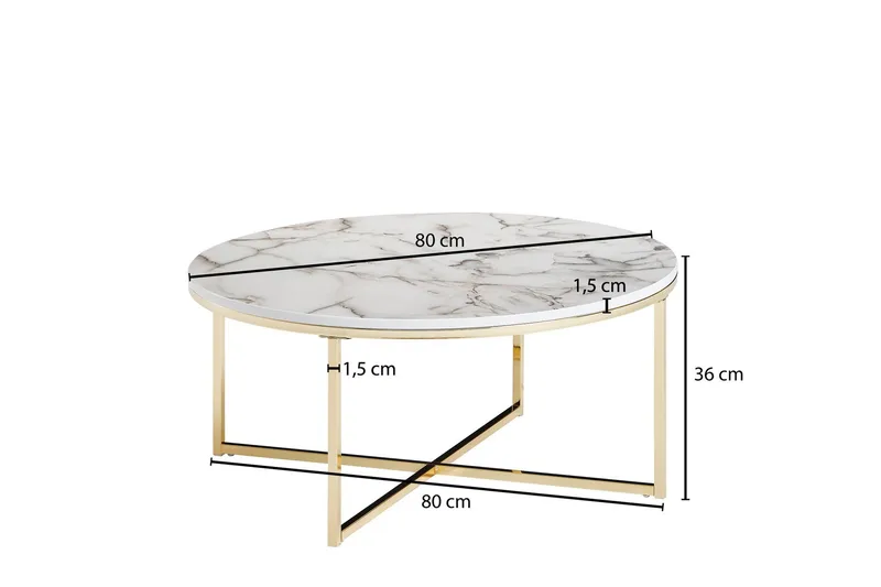 Willowdale Sofabord 80 cm Rund - Hvid / grå / guld - Møbler - Borde - Sofabord