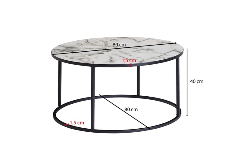 Willowdale Sofabord 80 cm Rund - Hvid / Sort - Møbler - Borde - Sofabord