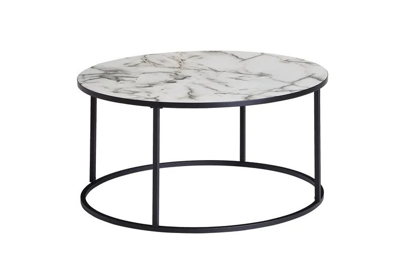 Willowdale Sofabord 80 cm Rund, Hvid / Sort