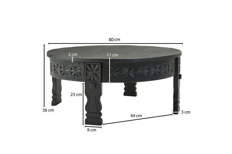 Willowdale Sofabord 80 cm Rundt - Sort - Møbler - Borde - Sofabord