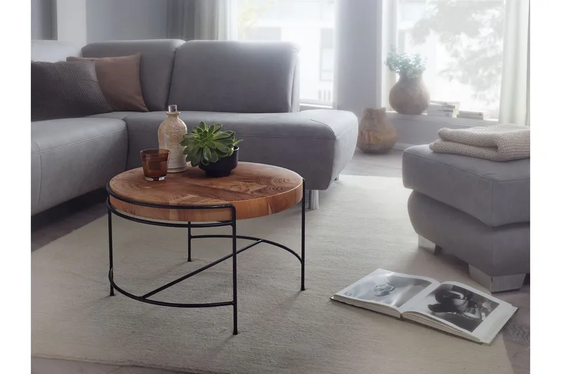 Willowdale Sofabord cm Rund - Brun / sort - Møbler - Borde - Sofabord