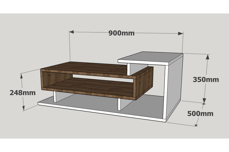 Winvar Sofabord 90 cm - Hvid/Valnøddebrun - Sofabord