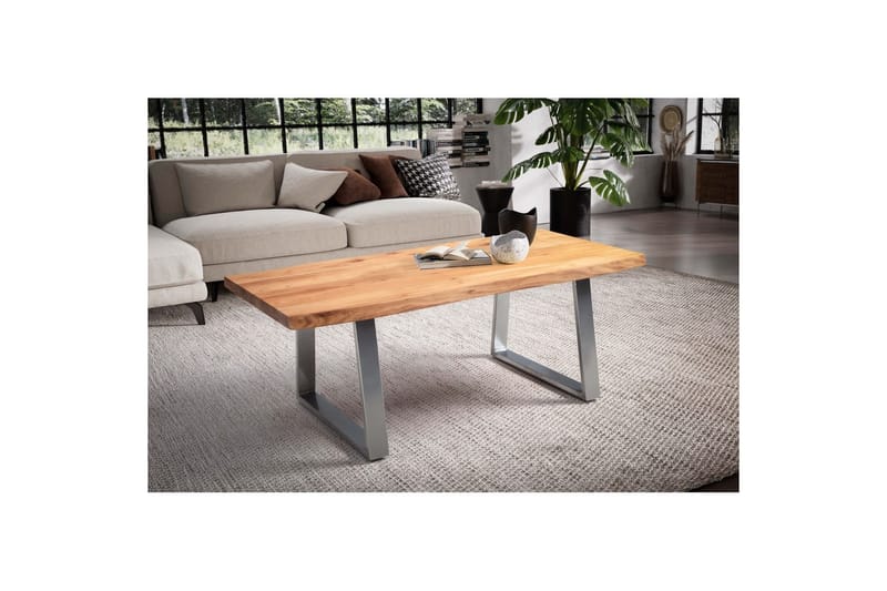Sofabord Wohnling 120 cm massivt træ, trækant, rektangulær, landstil Sølv, Lige Løbere - Sølv, Lige Løbere - Møbler - Borde - Sofabord