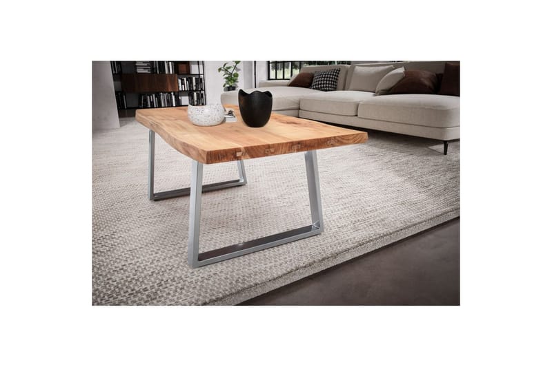 Sofabord Wohnling 120 cm massivt træ, trækant, rektangulær, landstil Sølv, Lige Løbere - Sølv, Lige Løbere - Møbler - Borde - Sofabord
