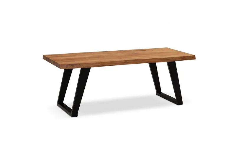 Sofabord Wohnling 120 cm massivt træ, trækant, rektangulær, landstil Sort, Vinklede Skydere, Sort, Vinklede Skydere