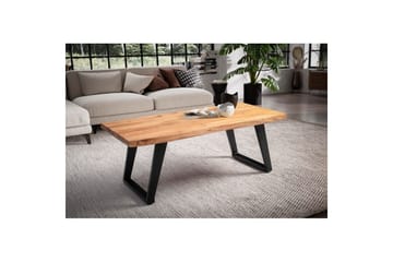 Sofabord Wohnling 120 cm massivt træ, trækant, rektangulær, landstil Sort, Vinklede Skydere - Sort, Vinklede Skydere - Møbler - Borde - Sofabord