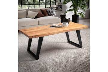 Sofabord Wohnling 120 cm massivt træ, trækant, rektangulær, landstil Sort, Vinklede Skydere - Sort, Vinklede Skydere - Møbler - Borde - Sofabord