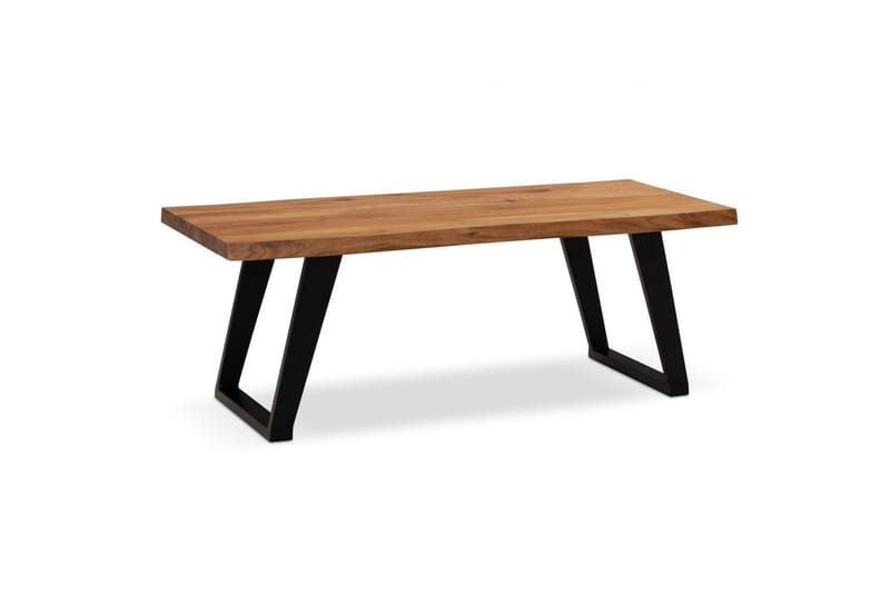Sofabord Wohnling 120 cm massivt træ, trækant, rektangulær, landstil Sort, Vinklede Skydere - Sort, Vinklede Skydere - Møbler - Borde - Sofabord