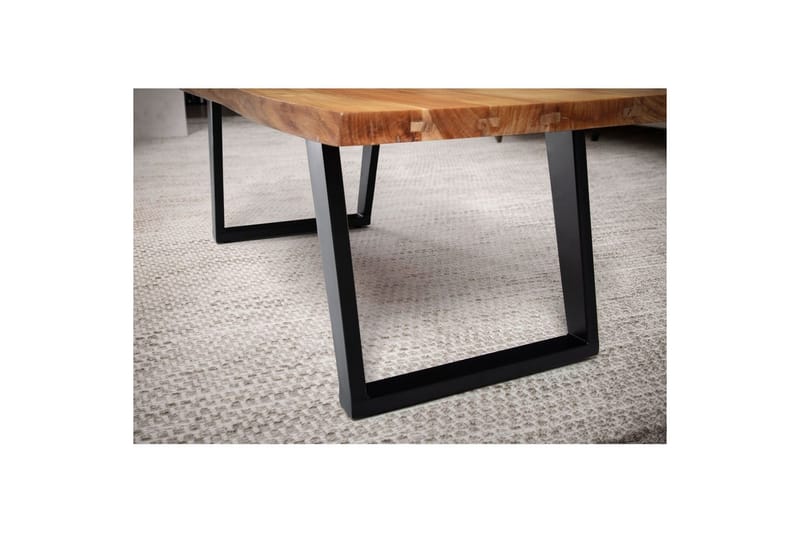 Sofabord Wohnling 120 cm massivt træ, trækant, rektangulær, landstil Sort, Vinklede Skydere - Sort, Vinklede Skydere - Møbler - Borde - Sofabord