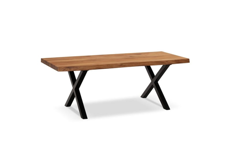 Sofabord Wohnling 120 cm massivt træ, trækant, rektangulær, landstil Sort, X-Frame - Sort, X-Frame - Møbler - Borde - Sofabord
