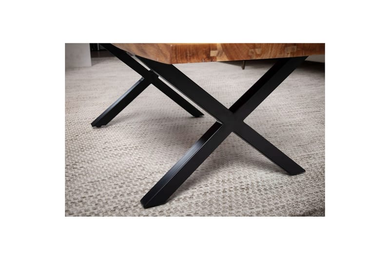 Sofabord Wohnling 120 cm massivt træ, trækant, rektangulær, landstil Sort, X-Frame - Sort, X-Frame - Møbler - Borde - Sofabord