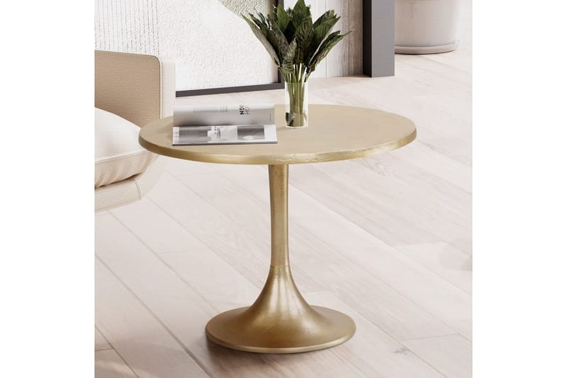Sofabord Wohnling 60 cm Rundt Guld Farvet Metal Ramme Industriel - Møbler - Borde - Sofabord