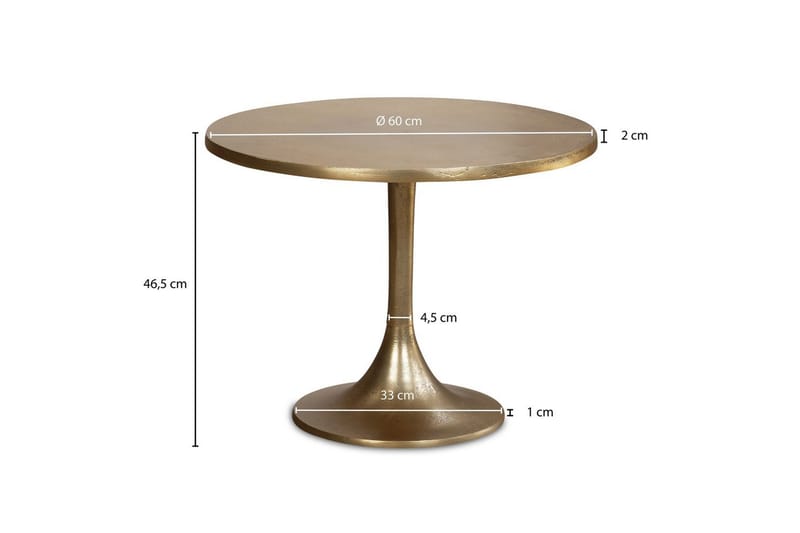 Sofabord Wohnling 60 cm Rundt Guld Farvet Metal Ramme Industriel - Møbler - Borde - Sofabord