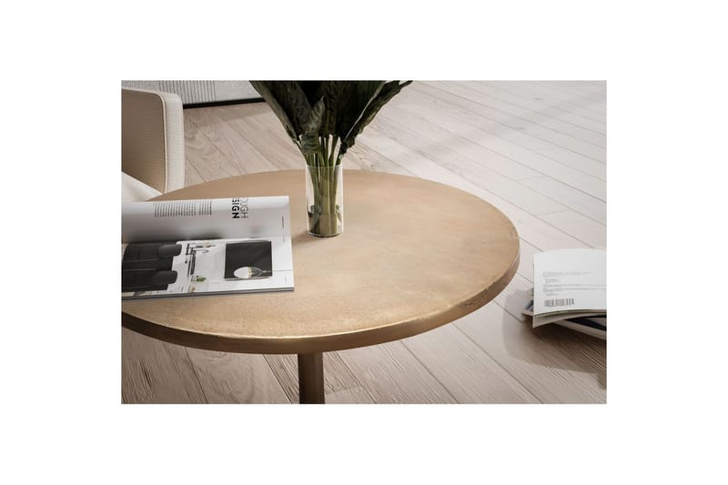 Sofabord Wohnling 60 cm Rundt Guld Farvet Metal Ramme Industriel - Møbler - Borde - Sofabord