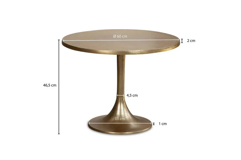 Sofabord Wohnling 60 cm Rundt Guld Farvet Metal Ramme Industriel - Møbler - Borde - Sofabord