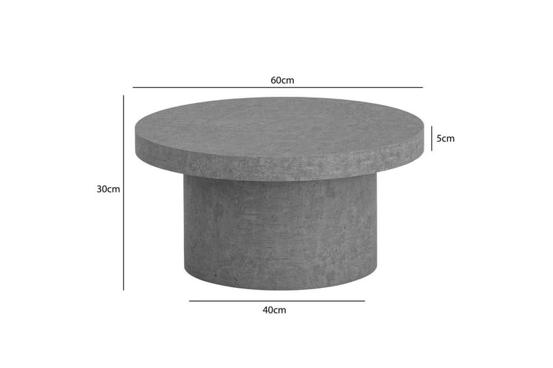 Sofabord Wohnling 60 cm stuebord sofabord rundt lille sofabord moderne Grå - Grå - Møbler - Borde - Sofabord