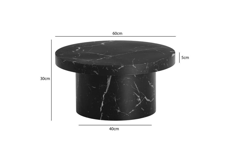 Sofabord Wohnling 60 cm stuebord sofabord rundt lille sofabord moderne Marmor sort - Marmor sort - Møbler - Borde - Sofabord