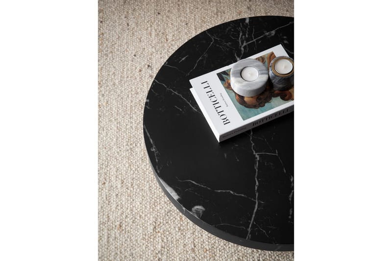 Sofabord Wohnling 60 cm stuebord sofabord rundt lille sofabord moderne Marmor sort - Marmor sort - Møbler - Borde - Sofabord