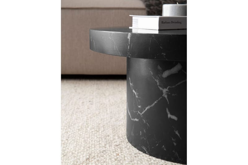Sofabord Wohnling 60 cm stuebord sofabord rundt lille sofabord moderne Marmor sort - Marmor sort - Møbler - Borde - Sofabord