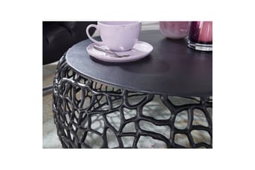 Sofabord Wohnling Aluminiumsstøbning, rund 60 cm håndlavet, moderne stil Sort - Sort - Møbler - Borde - Sofabord