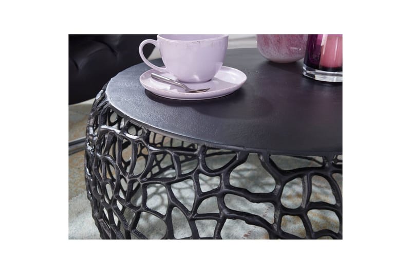 Sofabord Wohnling Aluminiumsstøbning, rund 60 cm håndlavet, moderne stil Sort - Sort - Møbler - Borde - Sofabord