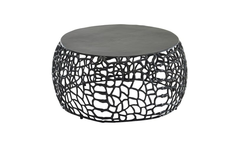 Sofabord Wohnling Aluminiumsstøbning, rund 60 cm håndlavet, moderne stil Sort, Sort