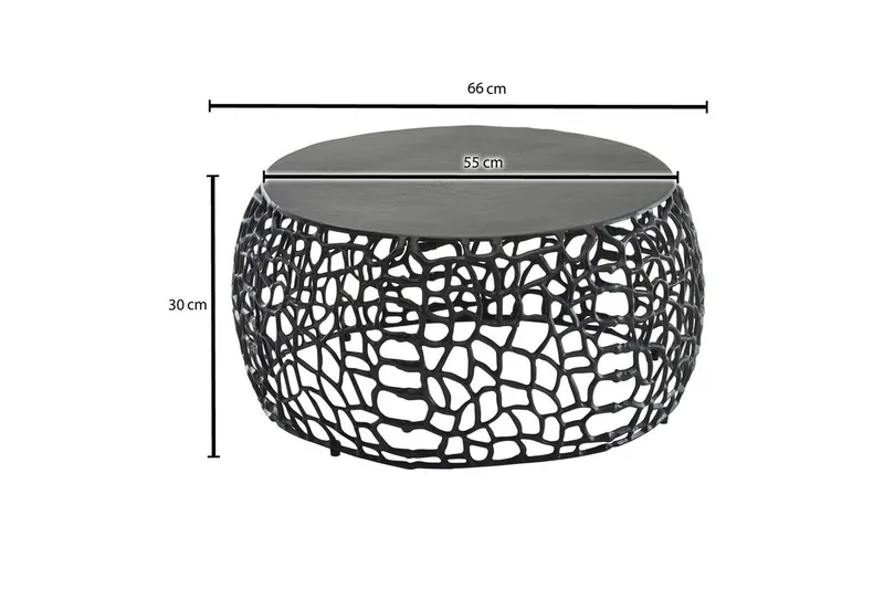 Sofabord Wohnling Aluminiumsstøbning, rund 60 cm håndlavet, moderne stil Sort - Sort - Møbler - Borde - Sofabord