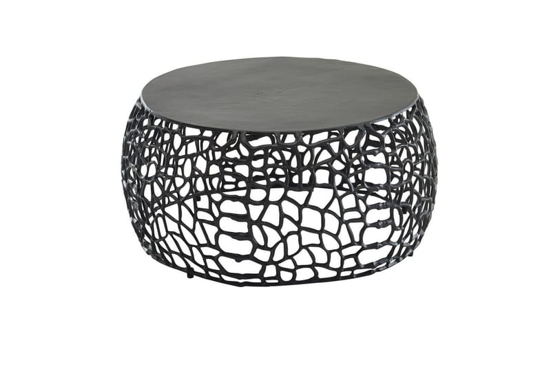 Sofabord Wohnling Aluminiumsstøbning, rund 60 cm håndlavet, moderne stil Sort - Sort - Møbler - Borde - Sofabord