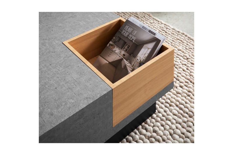 Sofabord Wohnling Betonlook firkantet 65 cm med opbevaringsplads moderne look - Møbler - Borde - Sofabord