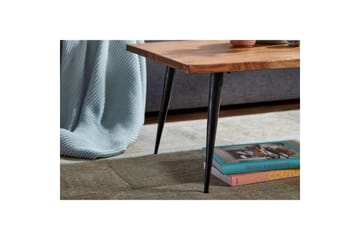 Sofabord Wohnling Bord i massivt træ med bølget kant og nåleformede metalben landlig stil - Møbler - Borde - Sofabord