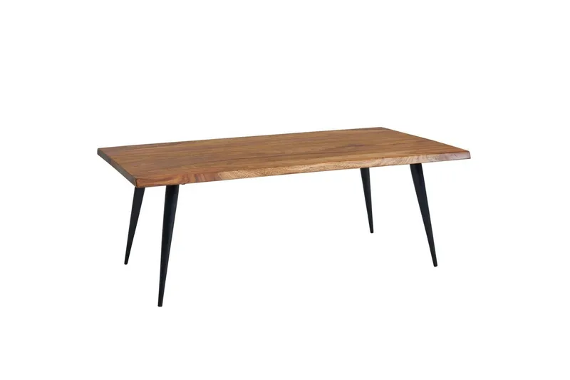 Sofabord Wohnling Bord i massivt træ med bølget kant og nåleformede metalben landlig stil, undefined