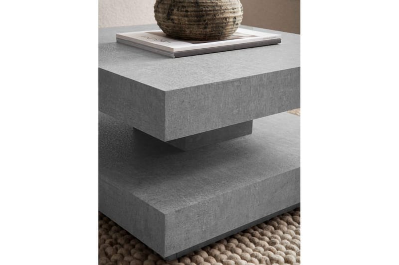 Sofabord Wohnling firkantet 60 cm, stenoptik stil, moderne look Grå - Grå - Møbler - Borde - Sofabord
