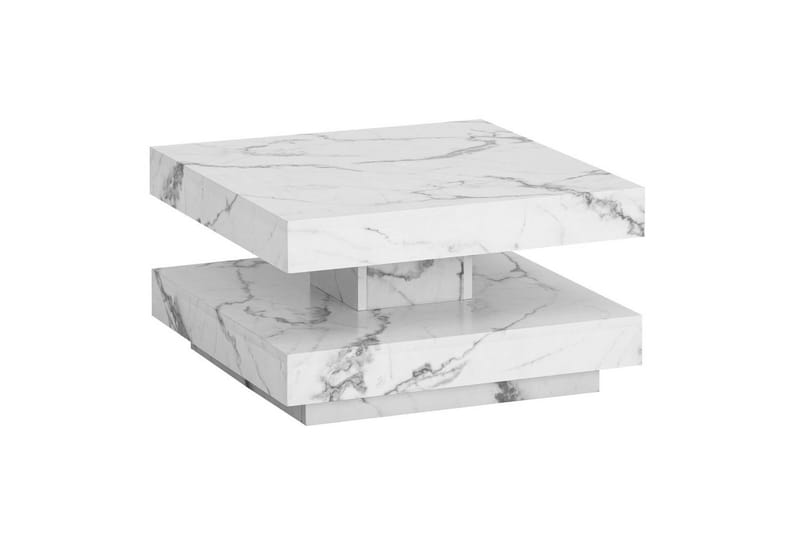 Sofabord Wohnling firkantet 60 cm, stenoptik stil, moderne look Marmor Hvid, Marmor Hvid