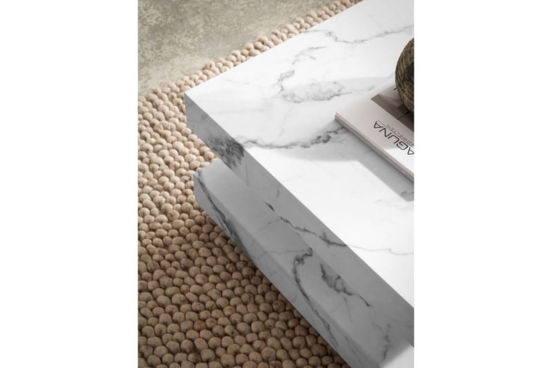 Sofabord Wohnling firkantet 60 cm, stenoptik stil, moderne look Marmor Hvid - Marmor Hvid - Møbler - Borde - Sofabord