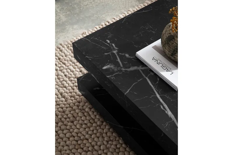 Sofabord Wohnling firkantet 60 cm, stenoptik stil, moderne look Marmor sort - Marmor sort - Møbler - Borde - Sofabord