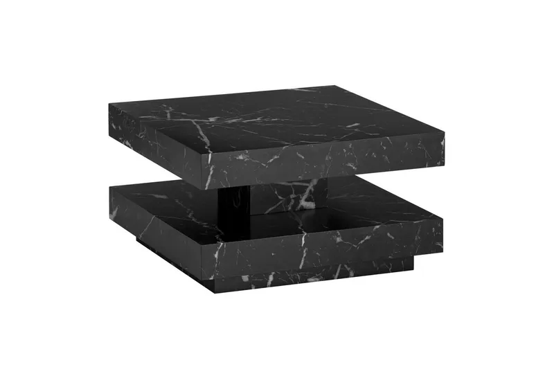 Sofabord Wohnling firkantet 60 cm, stenoptik stil, moderne look Marmor sort, Marmor sort