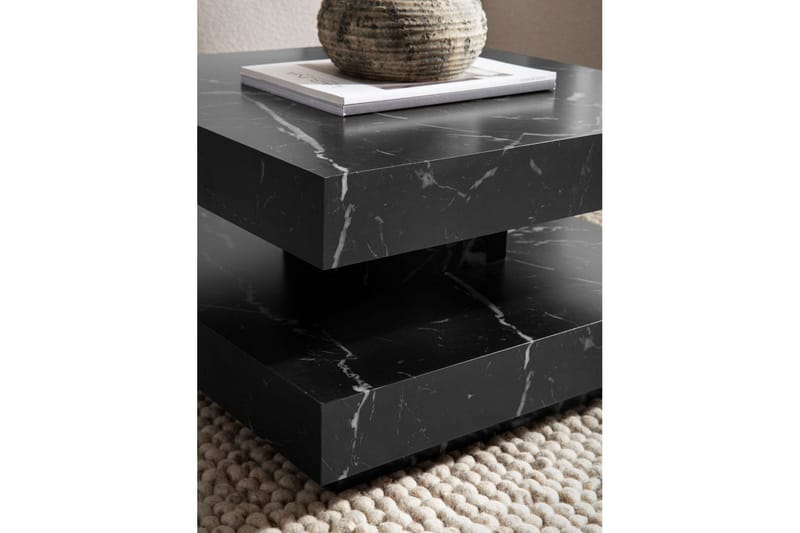 Sofabord Wohnling firkantet 60 cm, stenoptik stil, moderne look Marmor sort - Marmor sort - Møbler - Borde - Sofabord