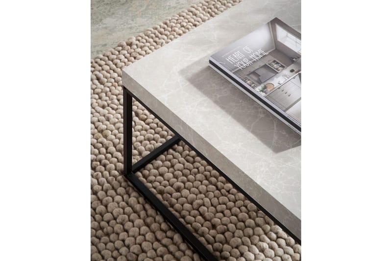 Sofabord Wohnling firkantet 60 cm stenoptik stil, klassisk metalramme, moderne look Beige - Beige - Møbler - Borde - Sofabord