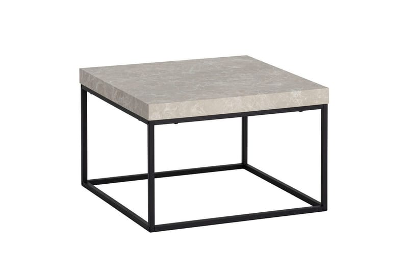 Sofabord Wohnling firkantet 60 cm stenoptik stil, klassisk metalramme, moderne look Beige - Beige - Møbler - Borde - Sofabord