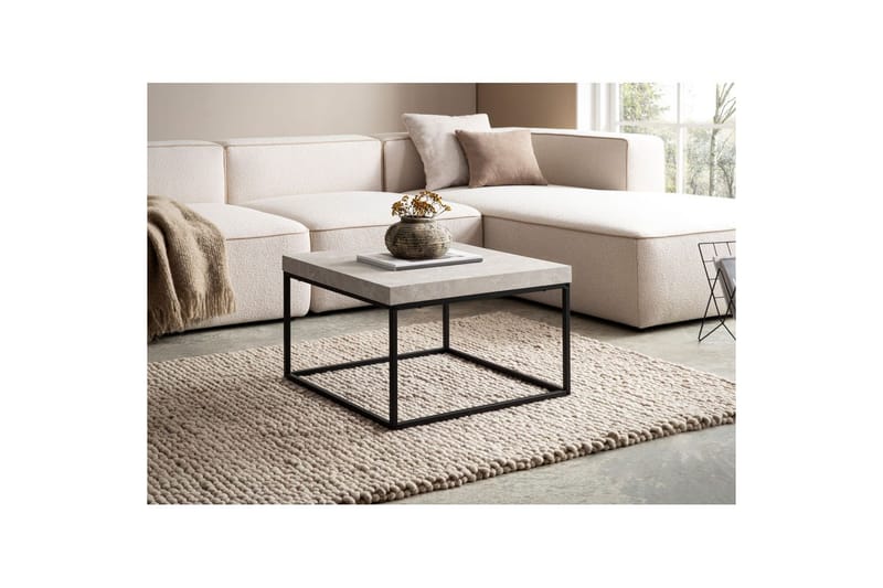 Sofabord Wohnling firkantet 60 cm stenoptik stil, klassisk metalramme, moderne look Beige - Beige - Møbler - Borde - Sofabord