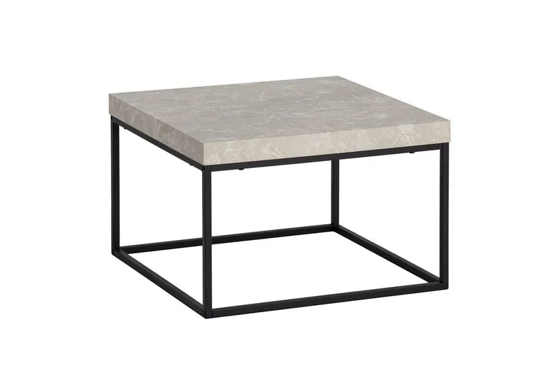 Sofabord Wohnling firkantet 60 cm stenoptik stil, klassisk metalramme, moderne look Beige - Beige - Møbler - Borde - Sofabord