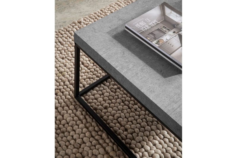 Sofabord Wohnling firkantet 60 cm stenoptik stil, klassisk metalramme, moderne look Grå - Grå - Møbler - Borde - Sofabord