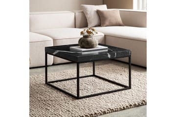 Sofabord Wohnling firkantet 60 cm stenoptik stil, klassisk metalramme, moderne look Marmor sort - Marmor sort - Møbler - Borde - Sofabord